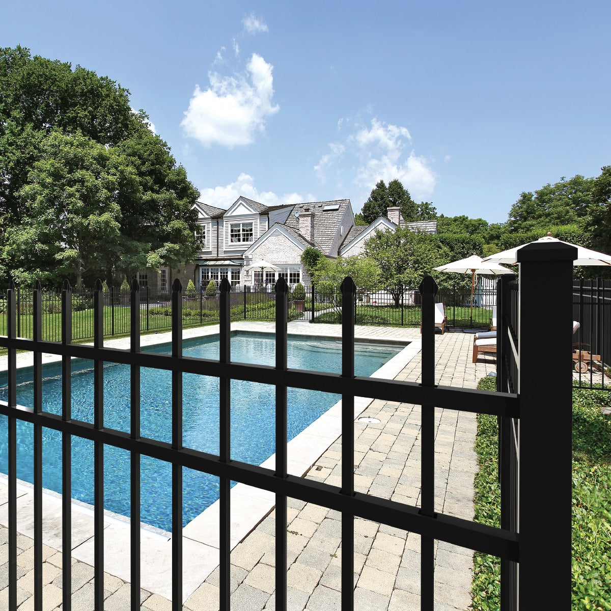 Ironcraft Orleans 6-ft W Black Powder-coated Aluminum Split Rail Pressed-point Yard Fence Panel