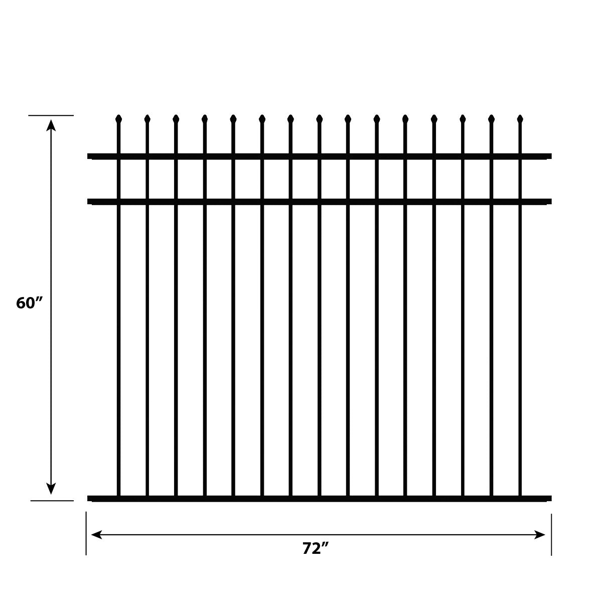 Ironcraft Orleans 6-ft W Black Powder-coated Aluminum Split Rail Pressed-point Yard Fence Panel