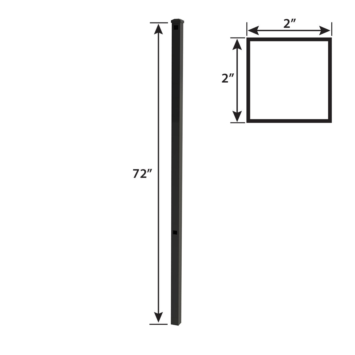 Ironcraft 6-ft H x 2-in W Black Powder Coat Aluminum Yard Fence Post
