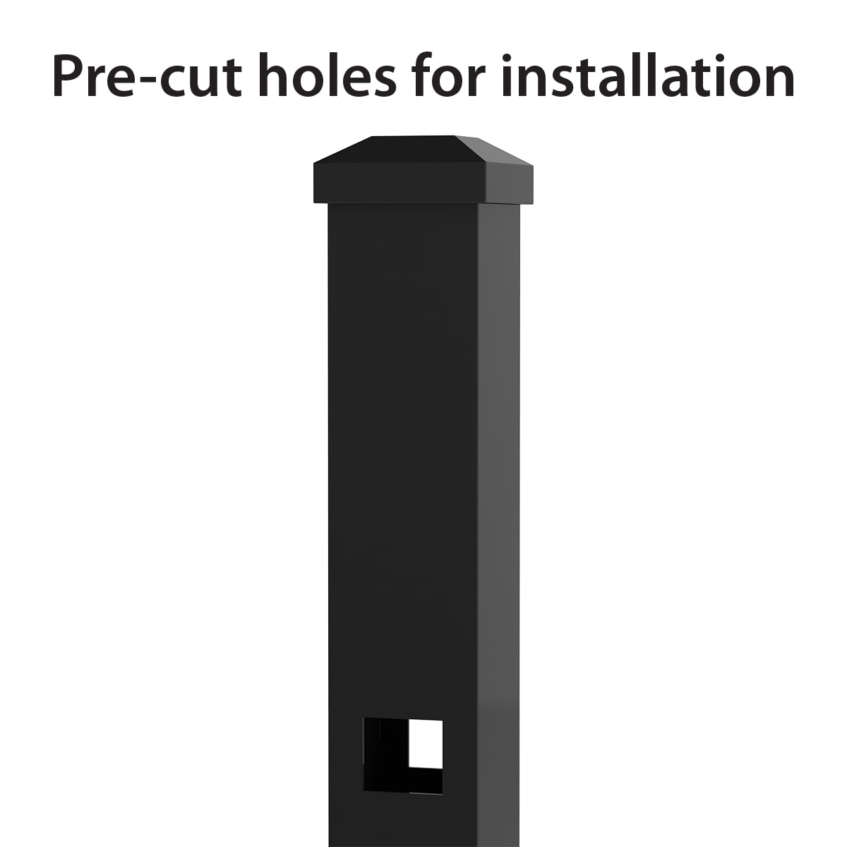Ironcraft 2-in W Black Powder Coat Aluminum Flat-top Yard End Fence Post