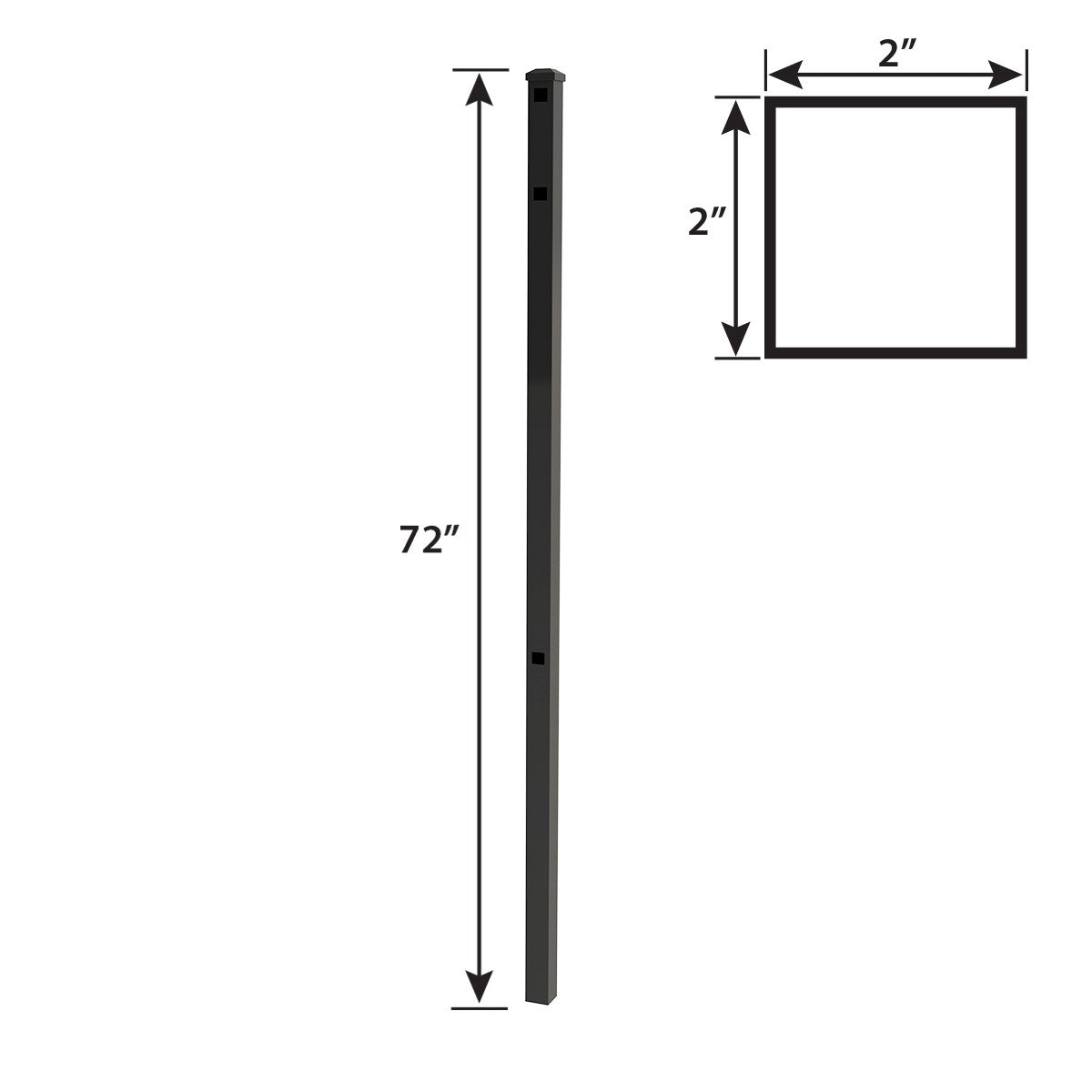 Ironcraft 6-ft H x 2-in W Black Powder Coat Aluminum Yard End Fence Post