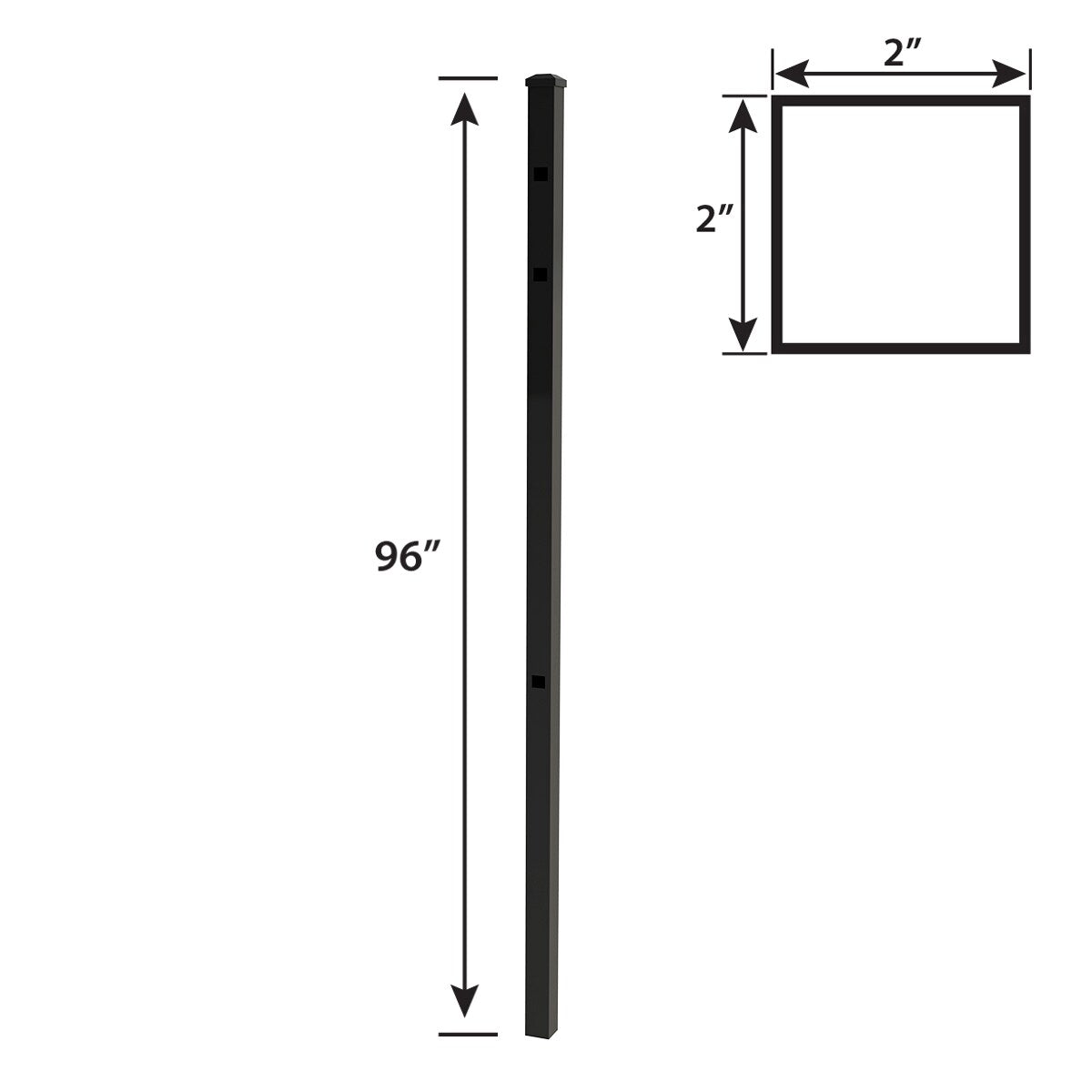 Ironcraft 2-in W Black Powder Coat Aluminum Flat-top Yard End Fence Post