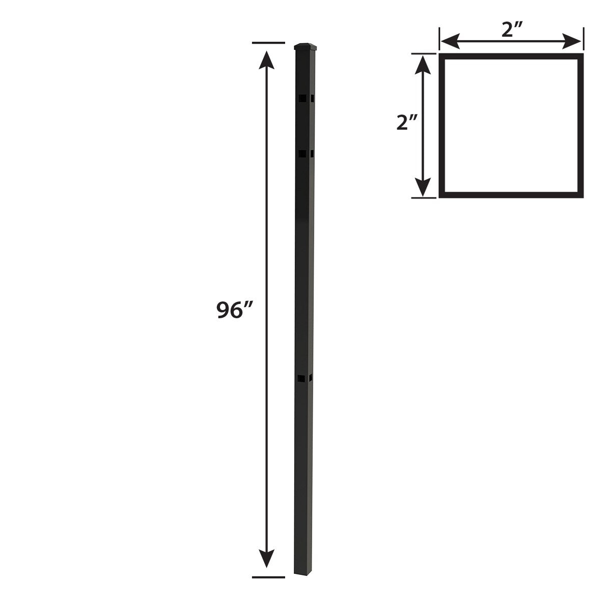 Ironcraft 2-in W Black Powder Coat Aluminum Flat-top Yard Corner Fence Post