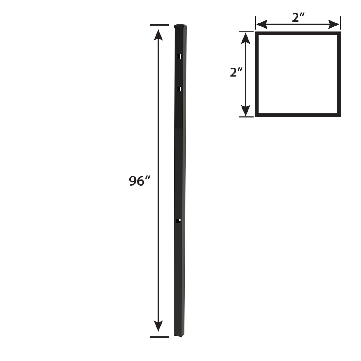 Ironcraft 2-in W Black Powder Coat Aluminum Flat-top Yard Line Fence Post