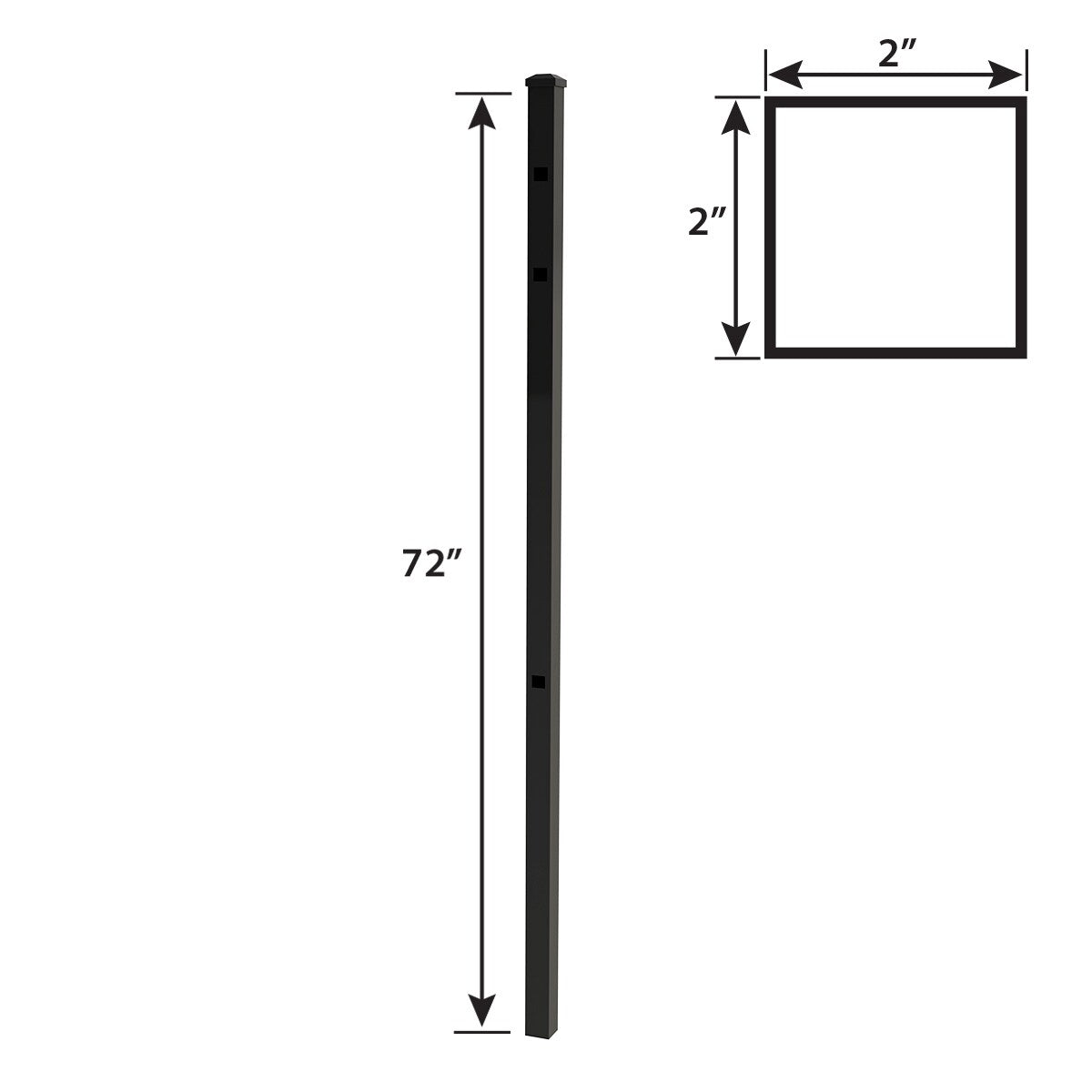 Ironcraft 2-in W Black Powder Coat Aluminum Flat-top Yard End Fence Post