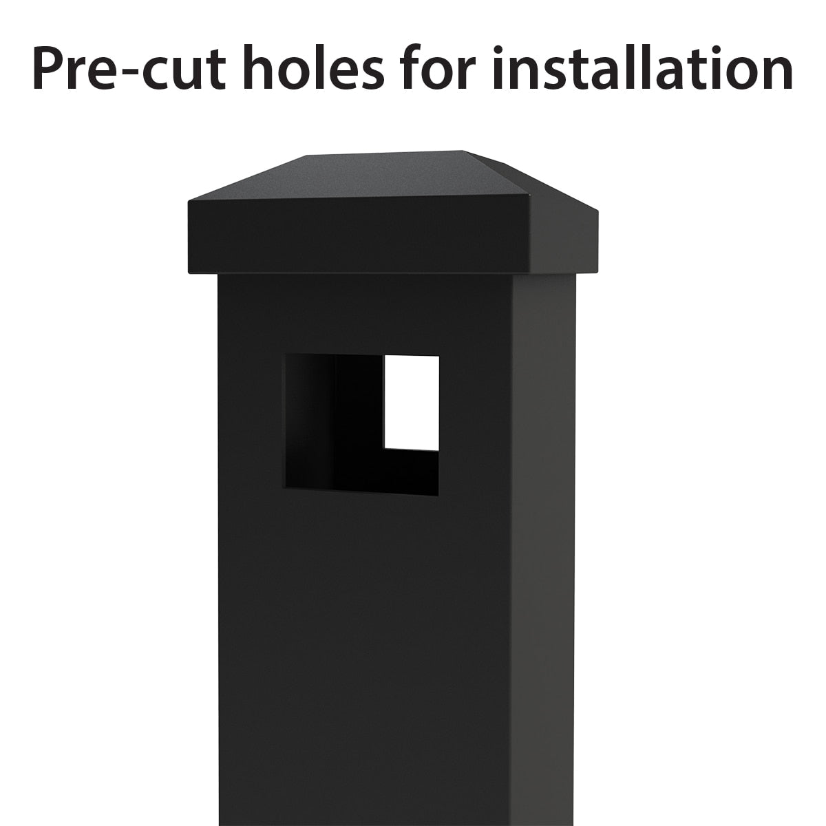 Ironcraft Berkshire 6-ft H x 2-in W Black Powder Coat Aluminum Flat-top Yard Line Fence Post