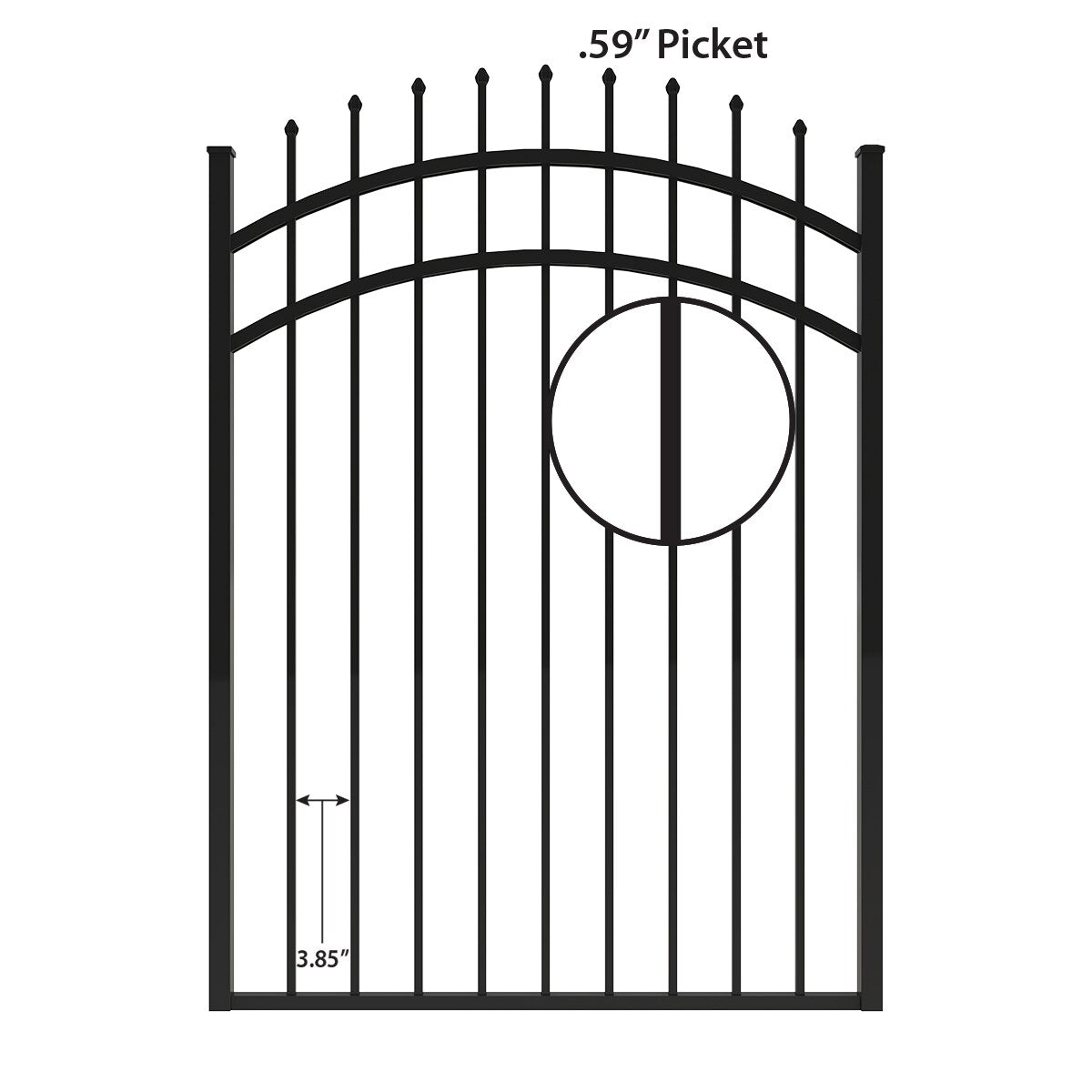 Ironcraft Orleans Black Powder-coated Aluminum Pressed-point Yard Fence Gate