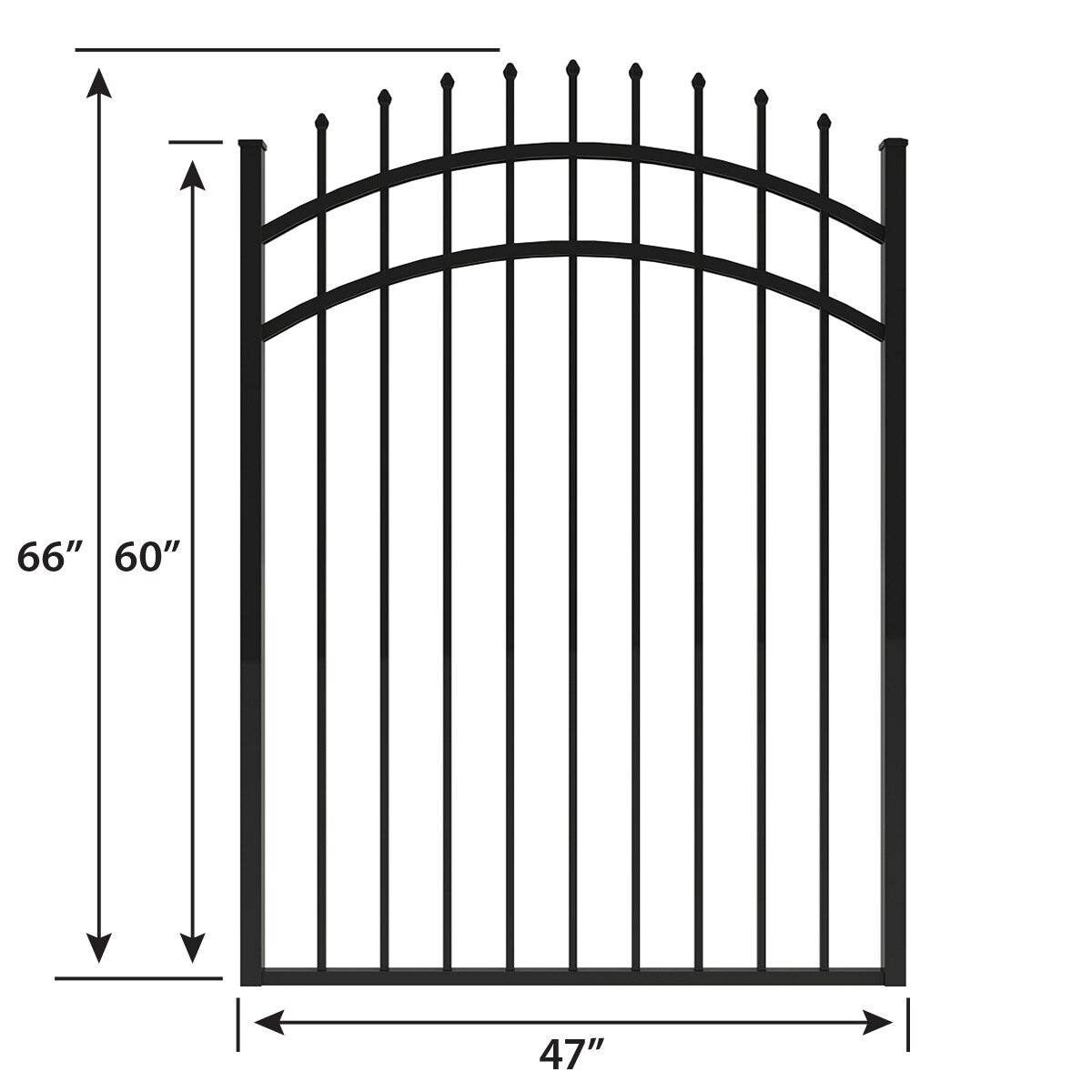 Ironcraft Orleans Black Powder-coated Aluminum Pressed-point Yard Fence Gate