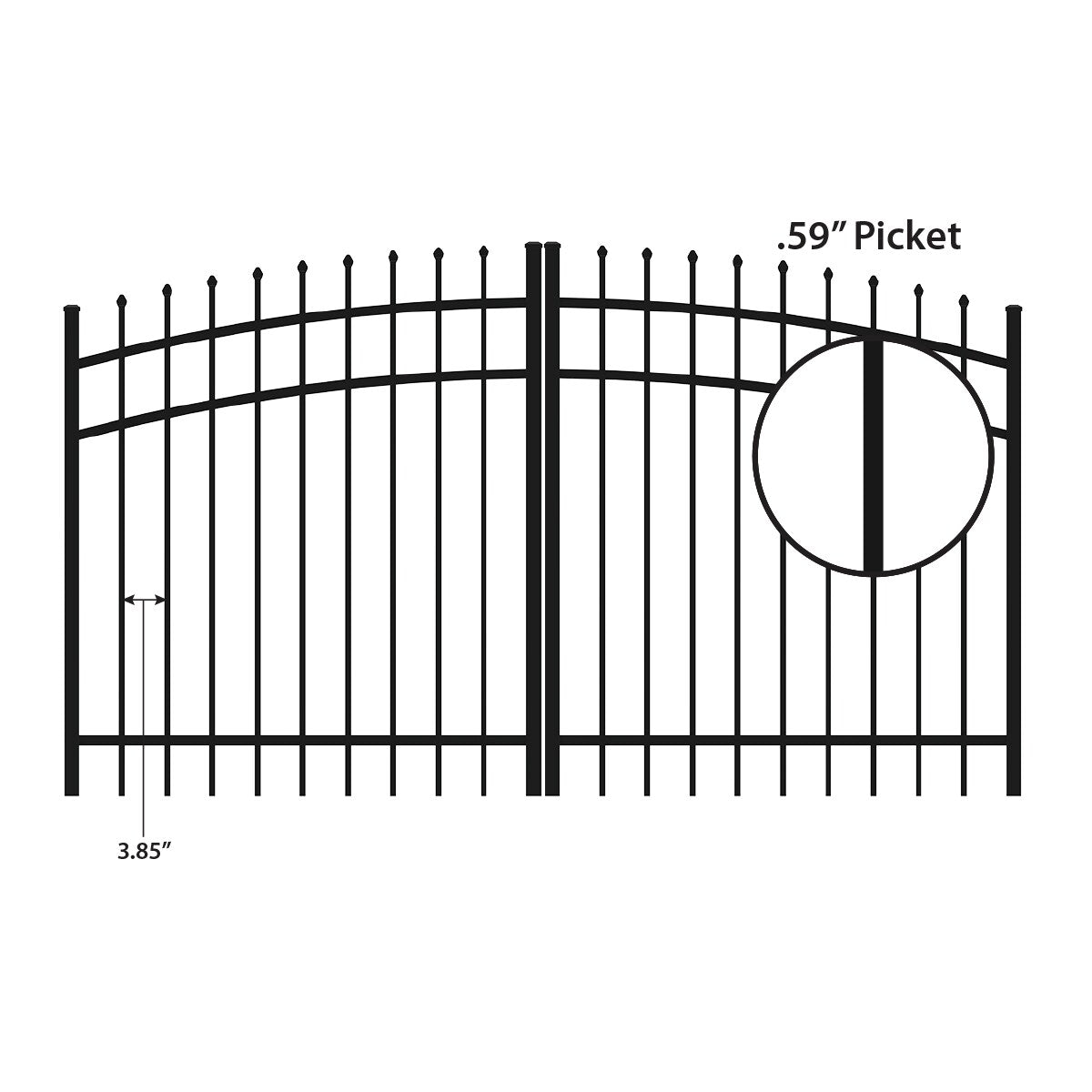 Ironcraft Orleans 4-ft H x 8-ft W Black Powder-coated Aluminum Spaced Picket Pressed-point Yard Fence Gate