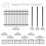 Ironcraft Orleans 4-ft H x 8-ft W Black Powder-coated Aluminum Spaced Picket Pressed-point Yard Fence Gate