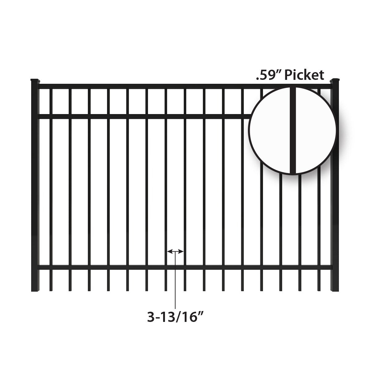 Ironcraft Berkshire Black Powder-coated Aluminum Flat-top Yard Fence Gate