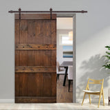 Clavos 42 in. x 84 in. Brown Stained Solid Pine Wood Interior Sliding Barn Door with Sliding Door Hardware Kit - Super Arbor