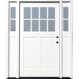 Creative Entryways Craftsman 2/3 Lite Painted Prehung Front Door with Sidelights and Brickmould