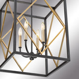 Quoizel Platform Black with Gold Transitional Square Pendant Light, 16 in x 16 in
