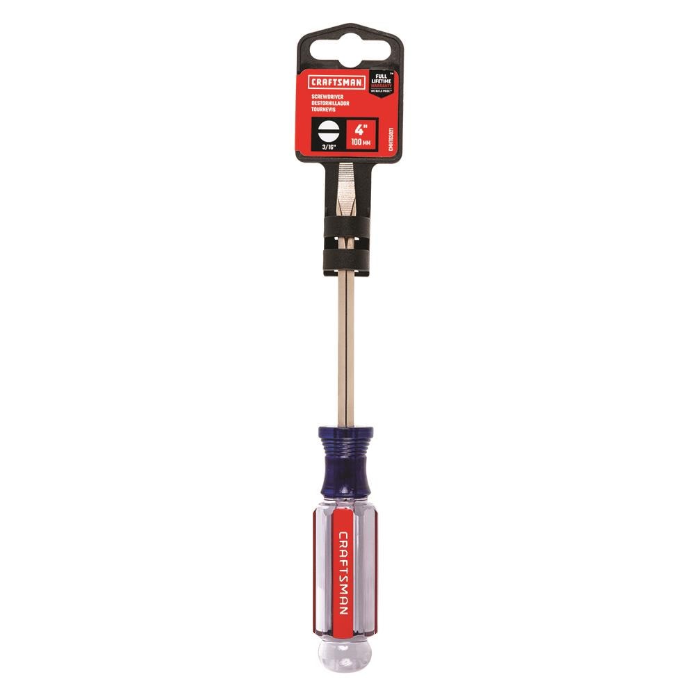 CRAFTSMAN Acetate Handle 3/16-in Slotted Screwdriver, 4-in Shaft