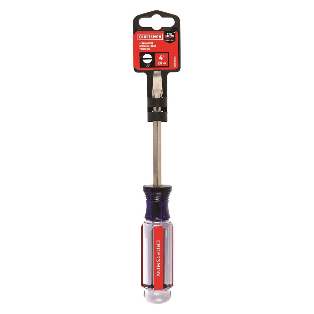 CRAFTSMAN Acetate Handle 1/4-in x 4-in Slotted Flathead Screwdriver (CMHT65014)