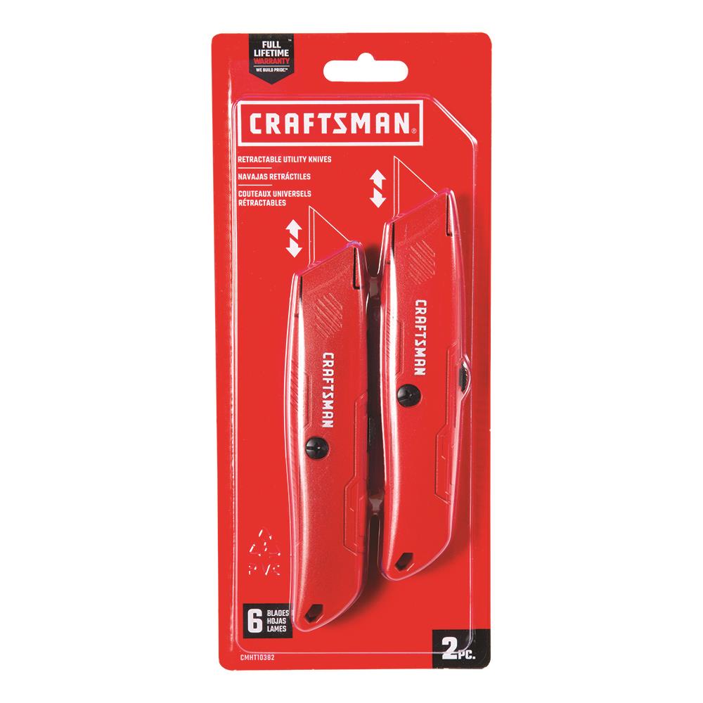 CRAFTSMAN 3/4-in 6-Blade Retractable Utility Knife, 2-Pack with On-Tool Blade Storage