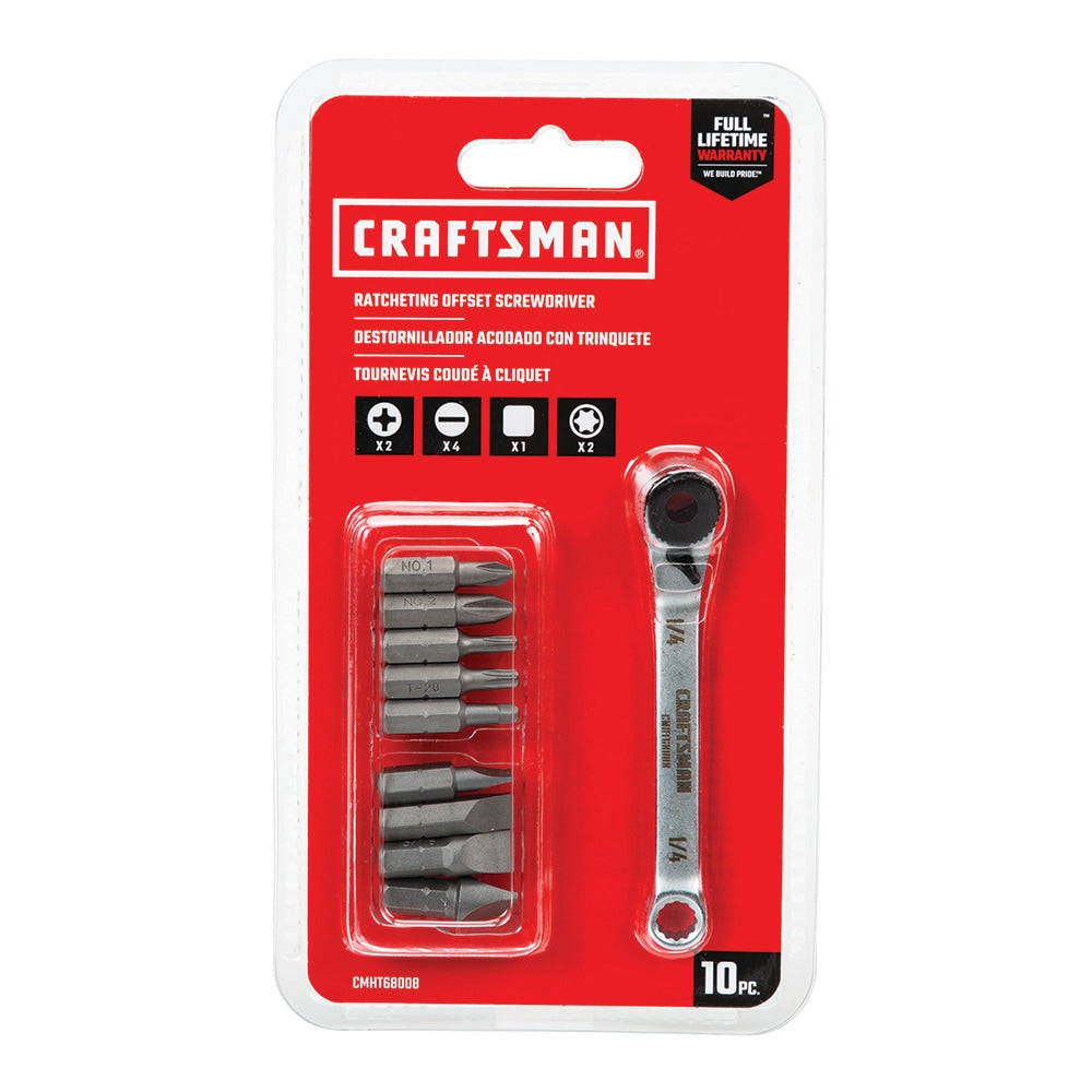 CRAFTSMAN 10-Piece Steel Handle Ratcheting Multi-Bit Screwdriver Set