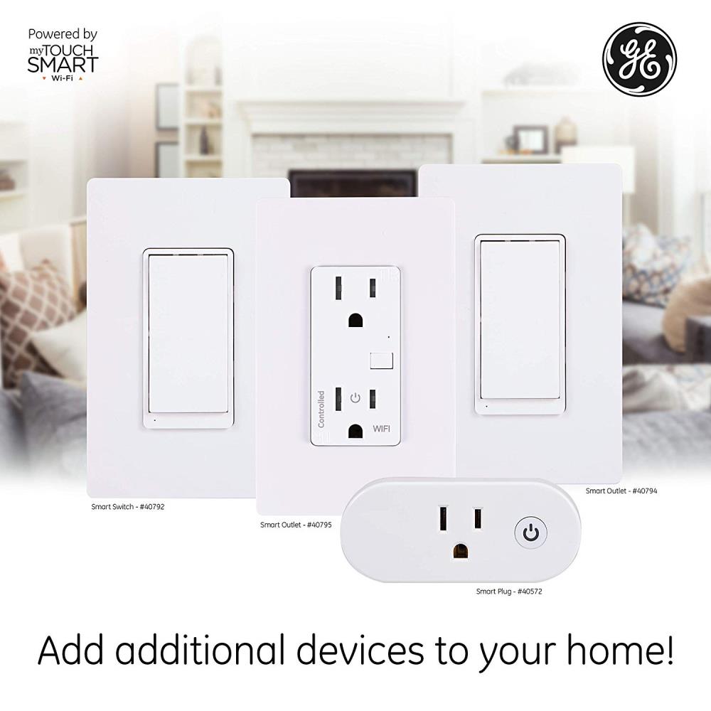 GE myTouchSmart Wi‑Fi Smart 15‑Amp 3‑Way Light Switch, White/Light Almond, Residential/Commercial
