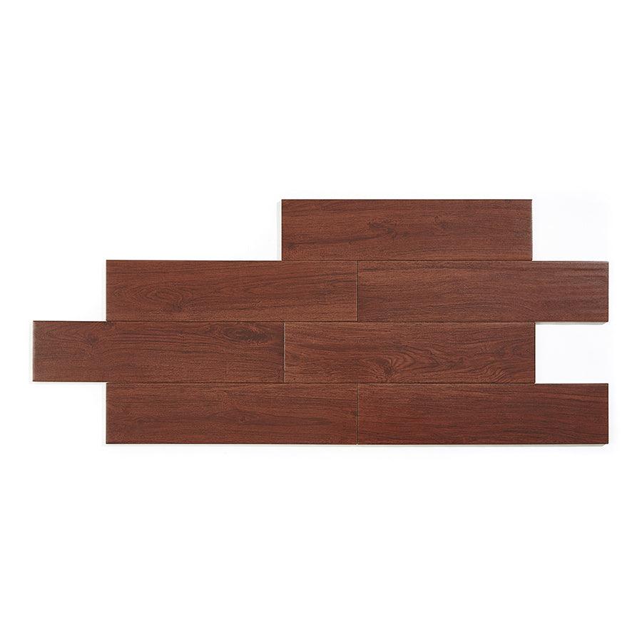 Style Selections Serso Black Walnut 6-in x 24-in Glazed Porcelain Wood Look Tile - Super Arbor