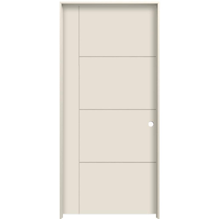 JELD-WEN Studio SL130 32-in x 80-in Primed 5-Panel Square Hollow Core Hardwood/Hardboard Left-Hand Single Prehung Interior Door