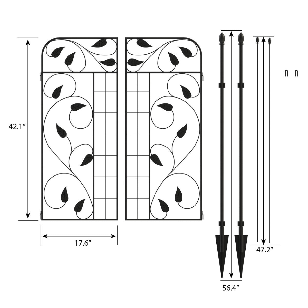 YARDLINK 4-ft H x 3-ft W Black Powder-coated Steel Decorative Metal Flat-top No Dig Decorative Fence Gate