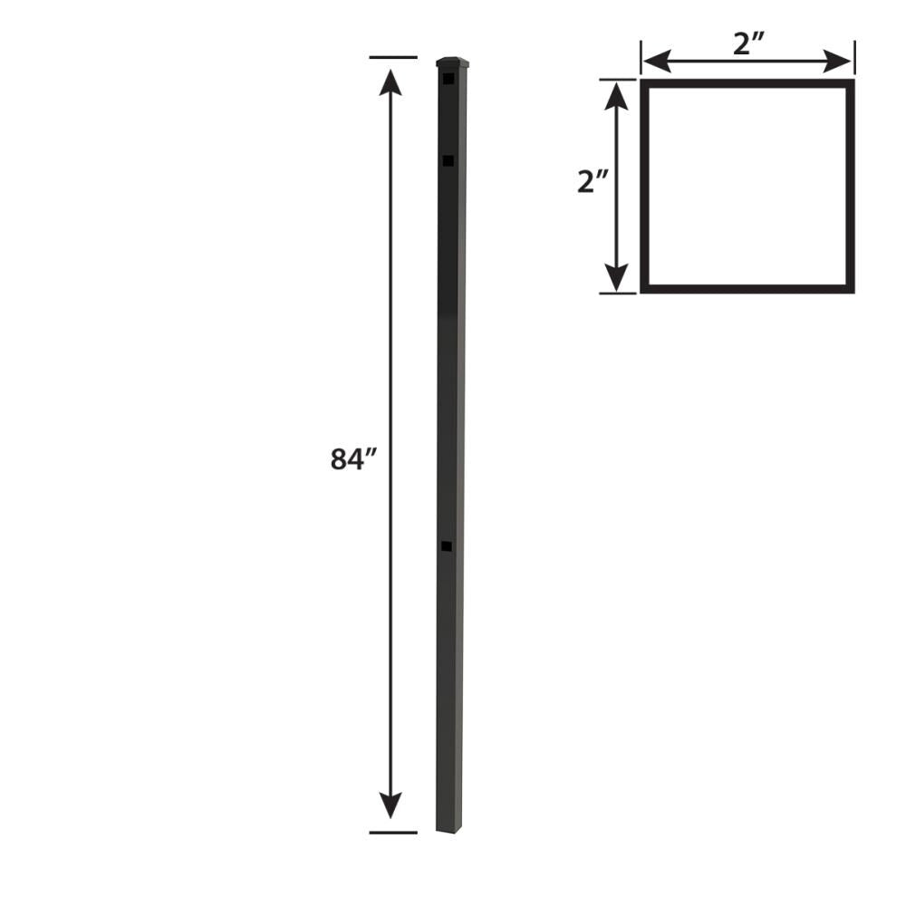Ironcraft 6-ft H x 2-in W Black Powder Coat Aluminum Yard End Fence Post