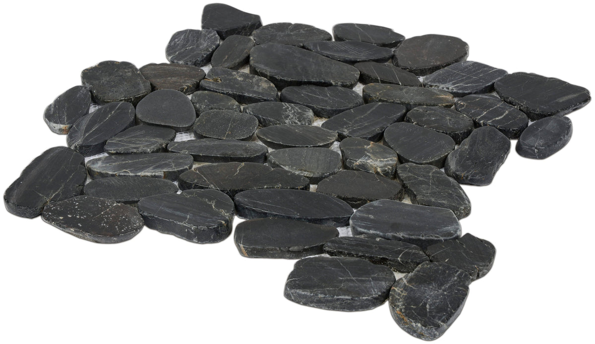 Satori River Rock Black 12-in x 12-in Natural Stone Mosaic Floor and Wall Tile (0.96-sq. ft/ Piece)