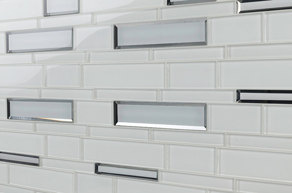 Elida Ceramica Mirror Glass Reflections 12-in x 12-in Glossy Glass Linear Mosaic Wall Tile