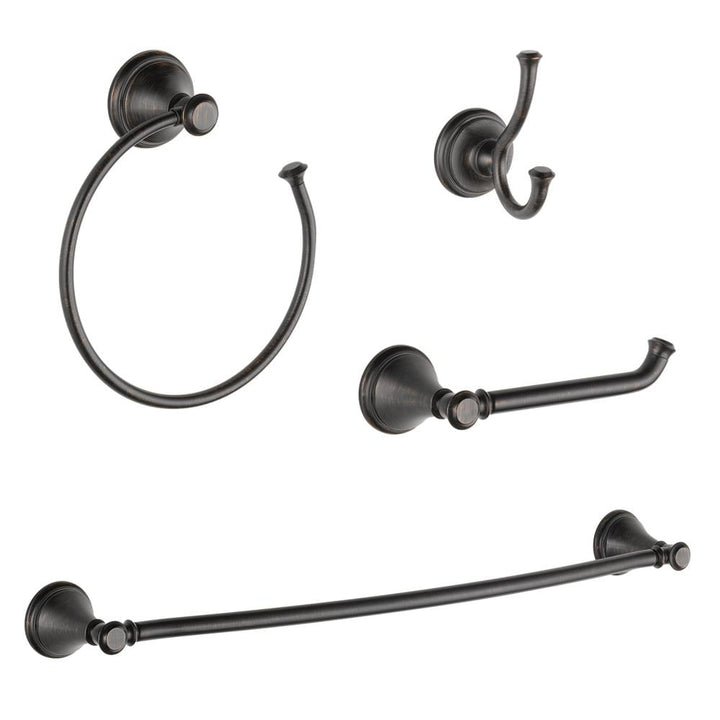 DELTA 4-Piece Cassidy Venetian Bronze Decorative Bathroom Hardware Set, 24-in Towel Bar