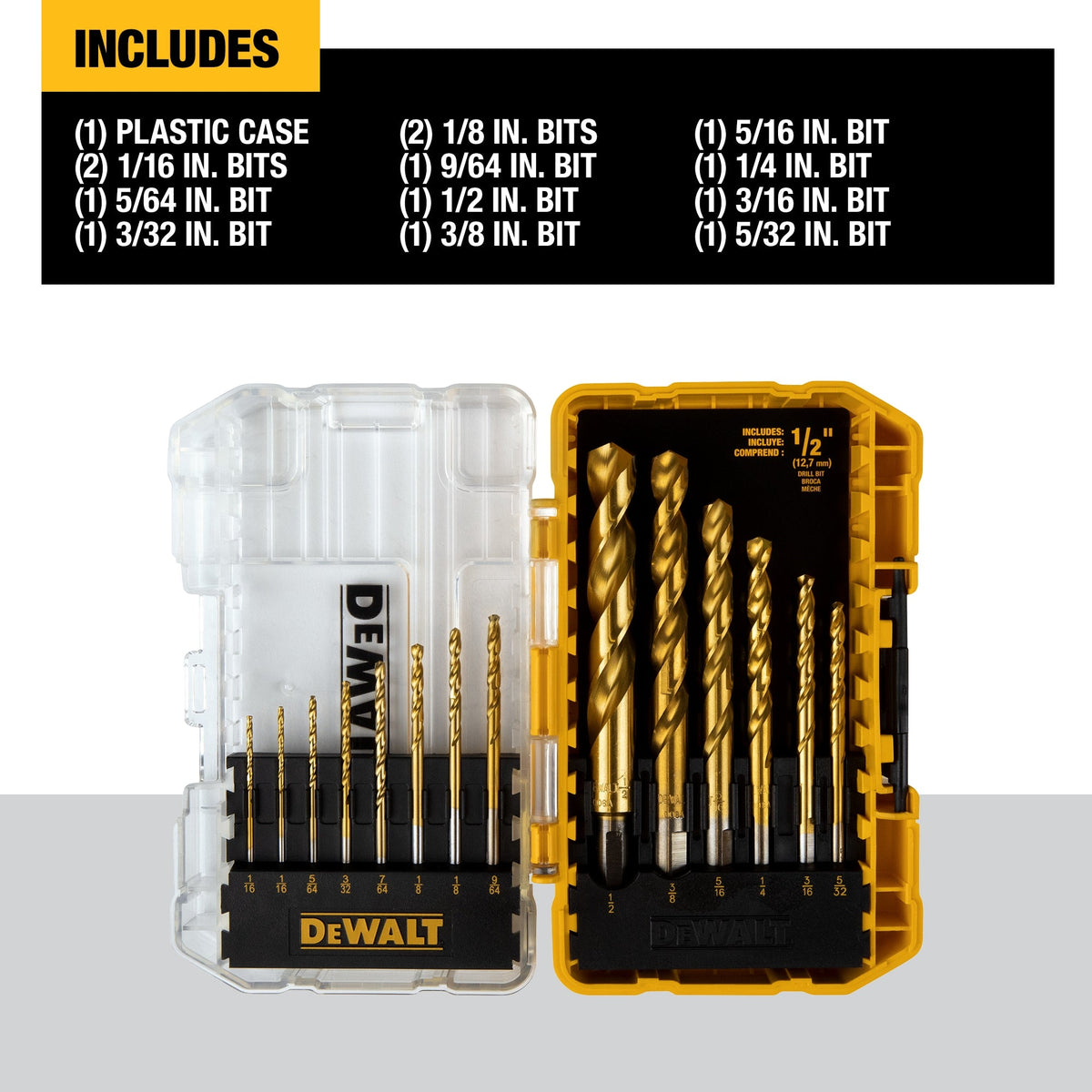 DEWALT 14-Piece Assorted Titanium Twist Drill Bit Set