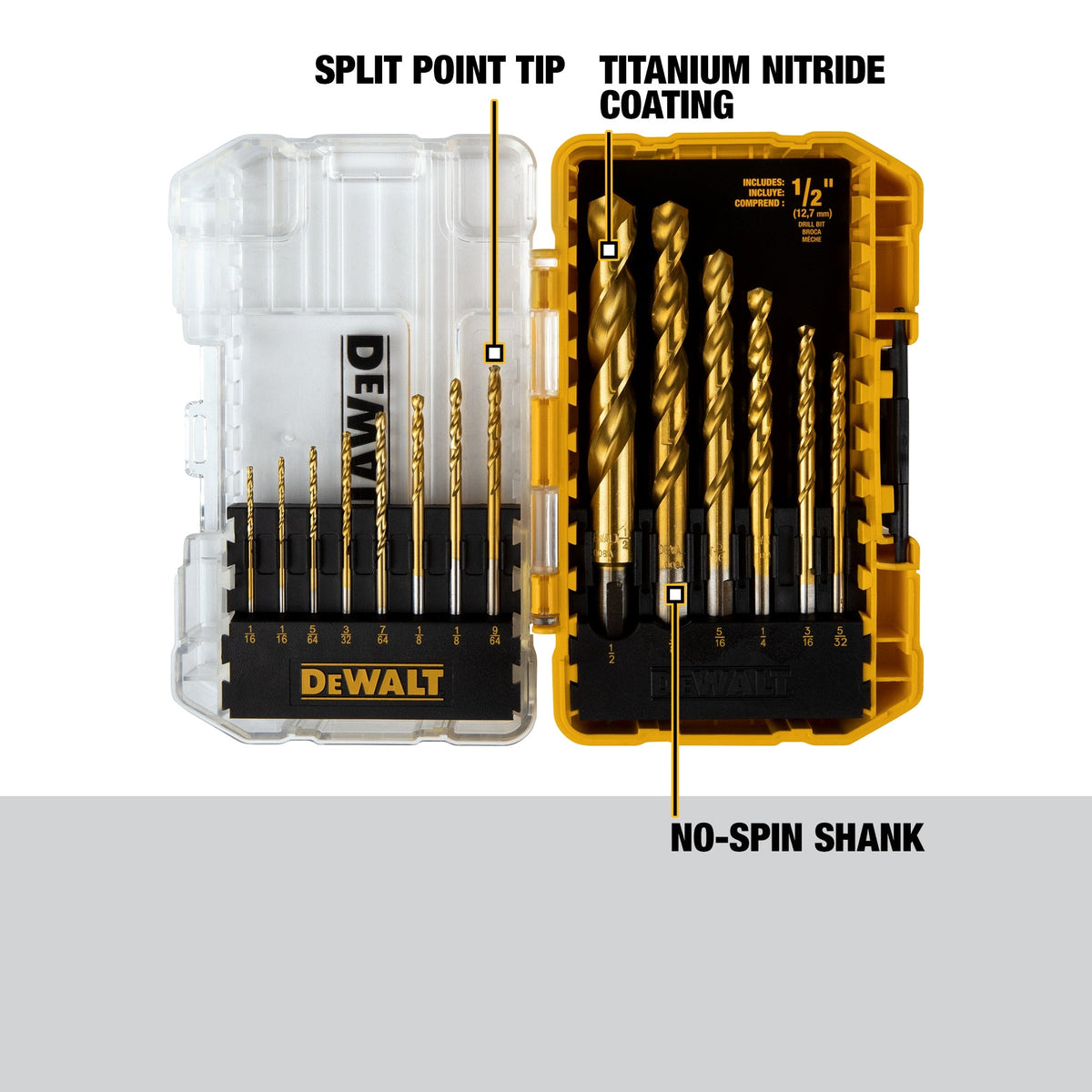 DEWALT 14-Piece Assorted Titanium Twist Drill Bit Set