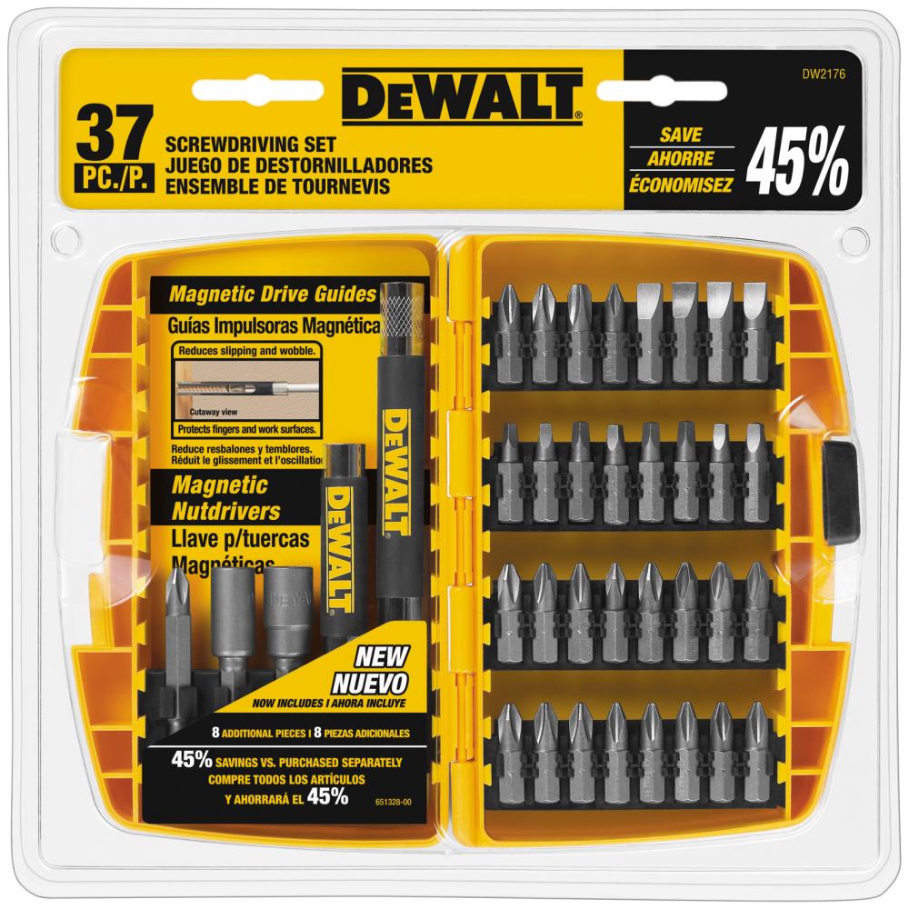 DEWALT 37-Piece Steel Hex Shank Screwdriver Bit Set with Magnetic Drive Guide