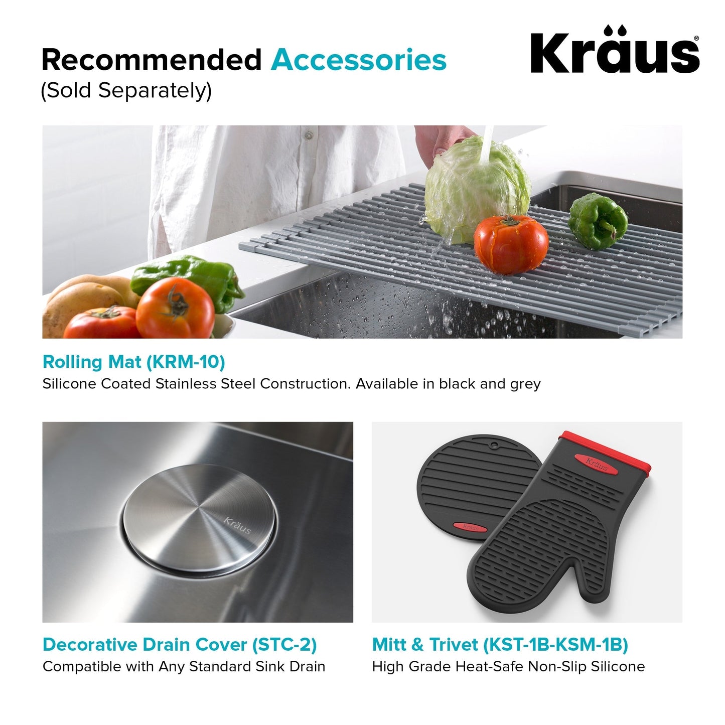 Kraus Stainless Steel Undermount Laundry Sink with Drain and Faucet - 18.5x24 In.