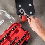 CRAFTSMAN VERSASTACK 22-Piece SAE/Metric Gunmetal Chrome Mechanics Tool Set, 1/2-in Drive