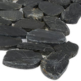 Satori River Rock Black 12-in x 12-in Natural Stone Marble Pebble Floor and Wall Tile (0.96-sq ft Piece)