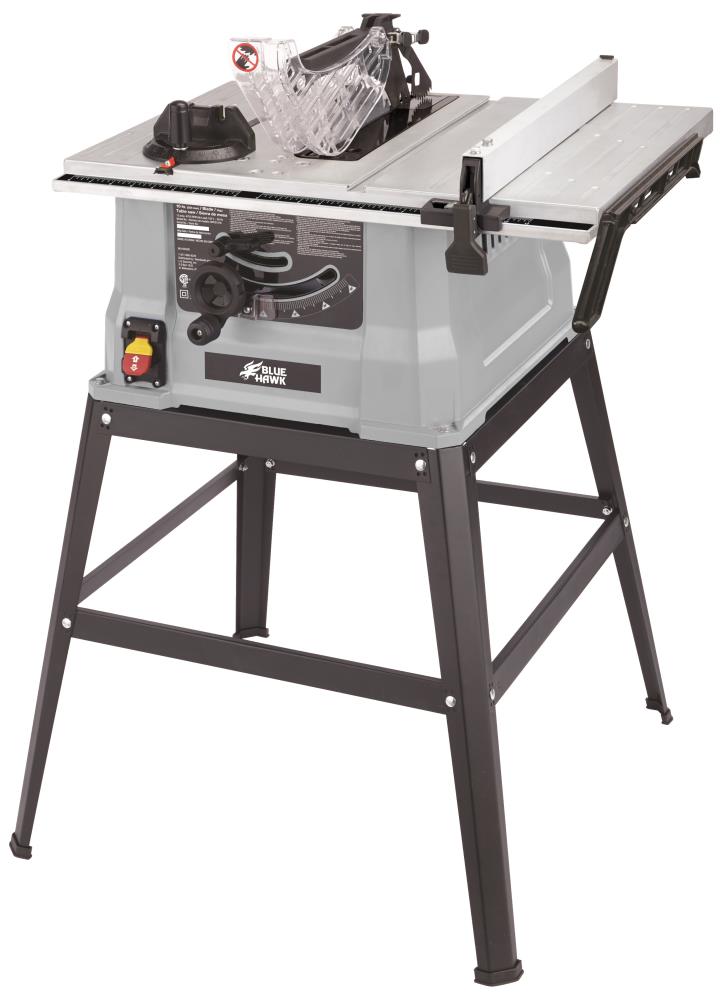 Blue Hawk 10-in Table Saw, 15-Amp, Spring Steel Blade, with Fixed Stand