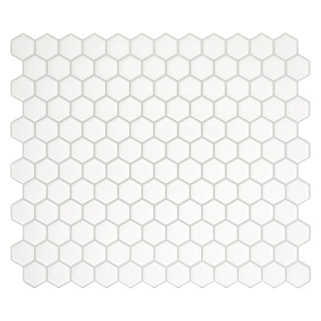 Smart Tiles Hexago White 10-in x 11-in Glossy Resin Octagon Dot Subway Peel and Stick Wall Tile (2.8-sq. ft/ Carton)