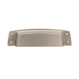 Amerock Highland Ridge 3-1/2-in (89mm) Center to Center Satin Nickel Rectangular Cup Drawer Pull
