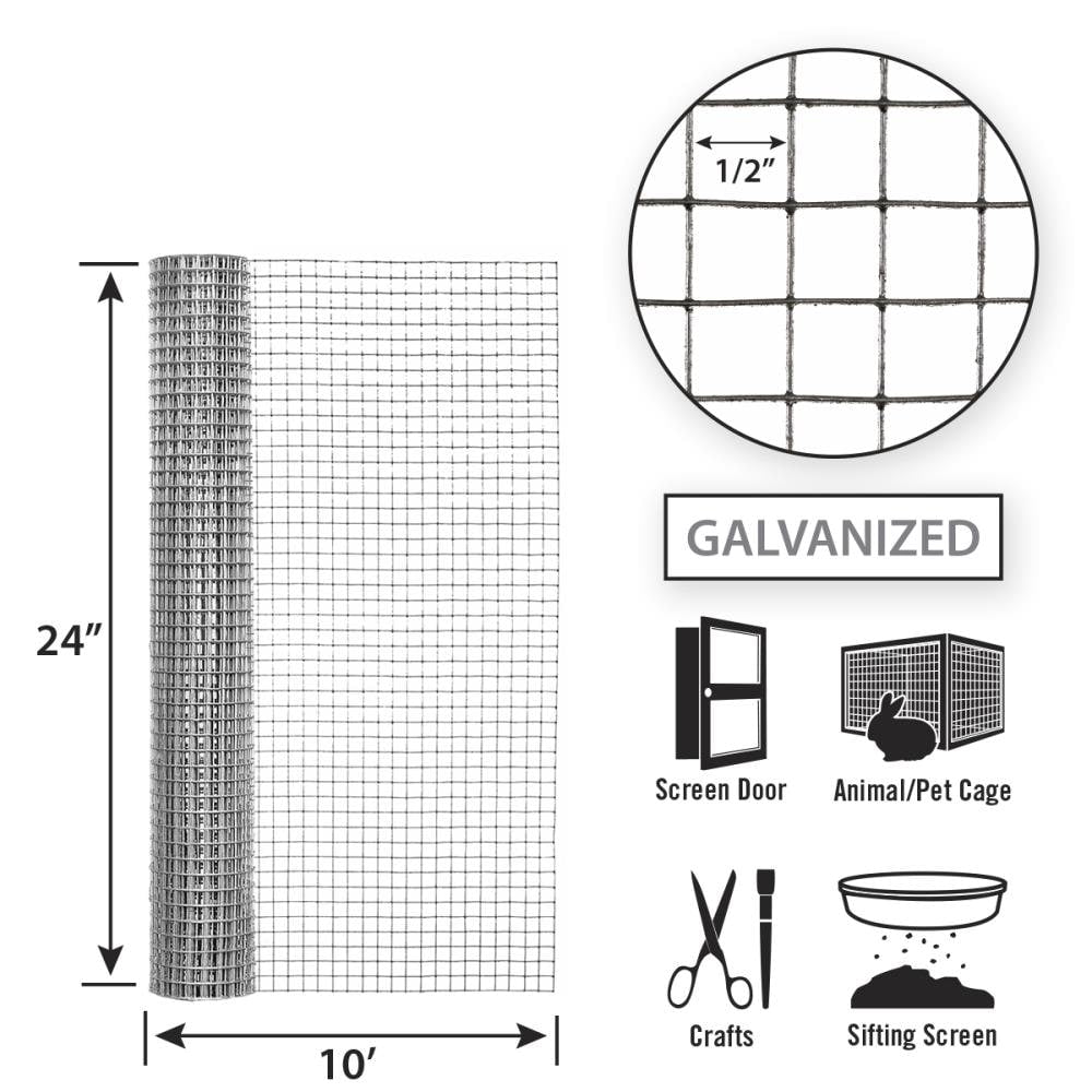 GARDEN CRAFT Gray Galvanized Steel Hardware Cloth Rolled Fencing with Mesh Size 1/2-in x 1/2-in