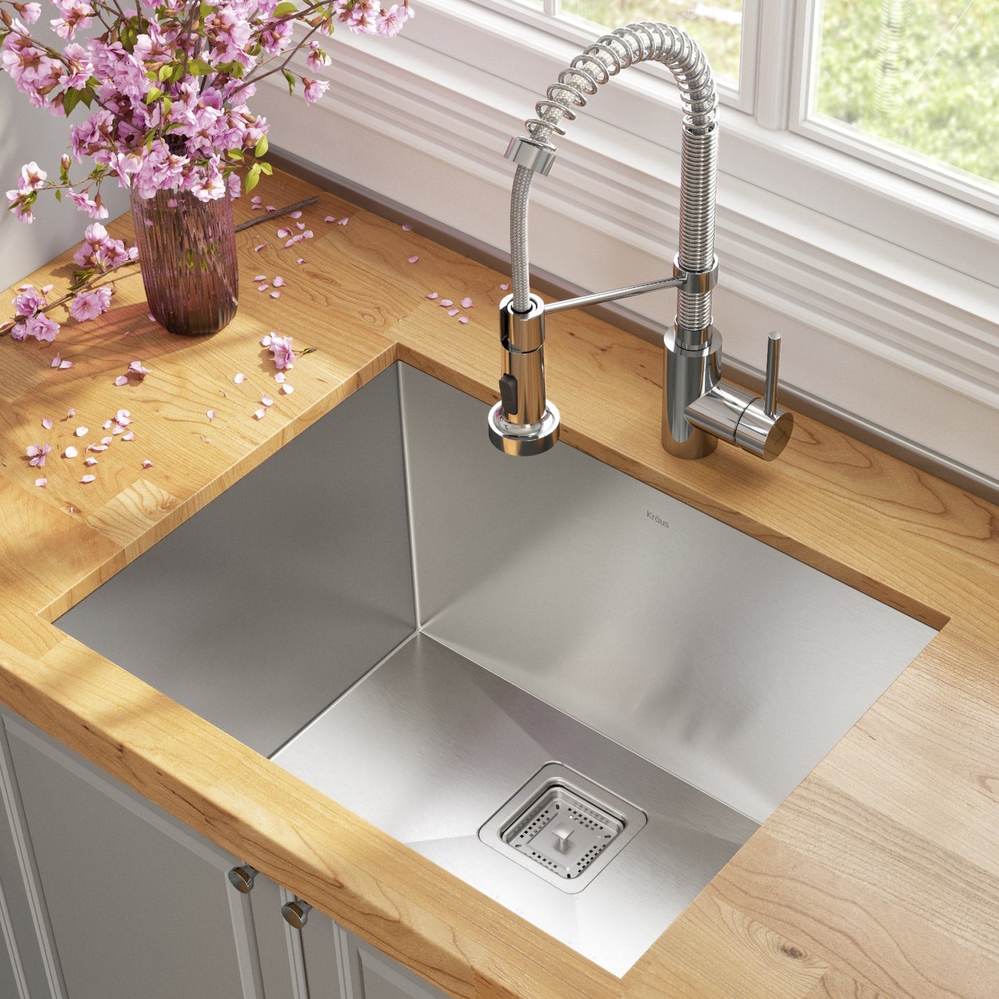 Kraus Stainless Steel Undermount Laundry Sink with Drain and Faucet