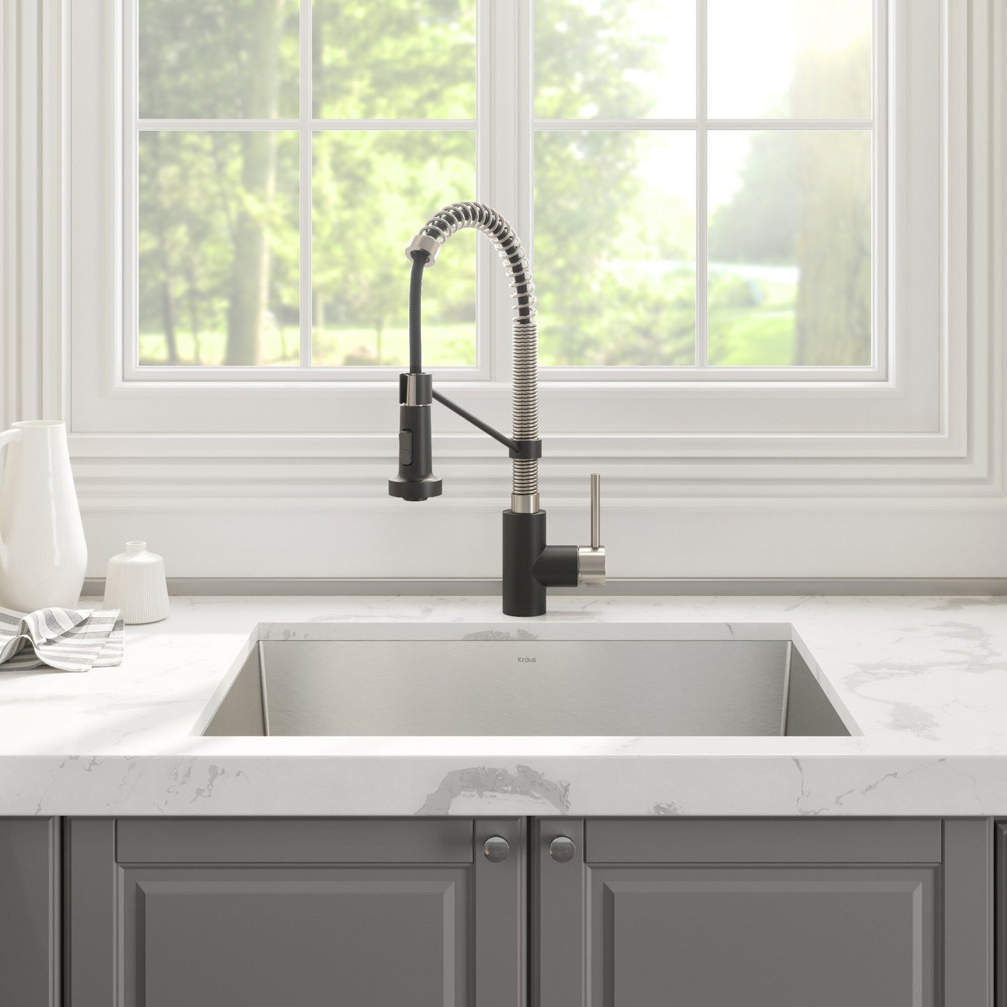 Kraus Stainless Steel Undermount Laundry Sink with Drain and Faucet
