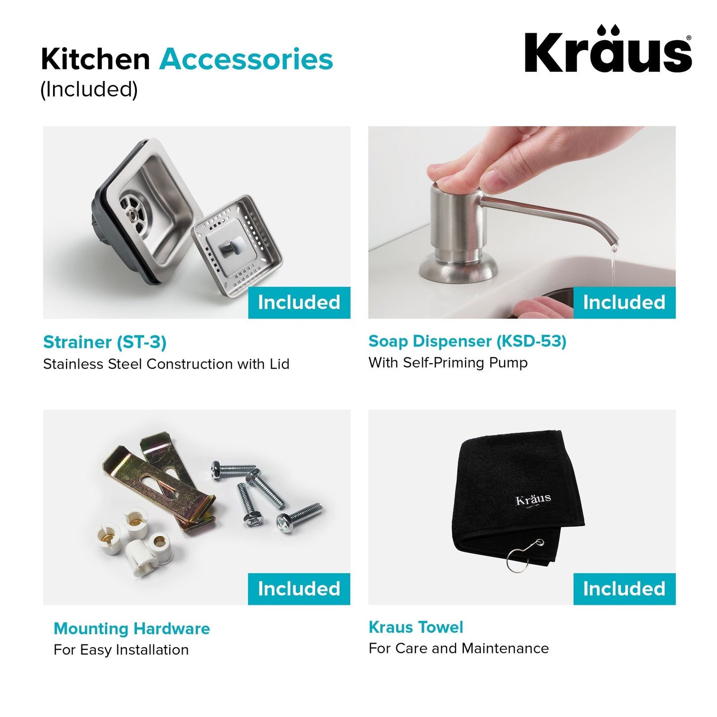 Kraus Stainless Steel Undermount Laundry Sink with Drain and Faucet - 18.5x24 In.