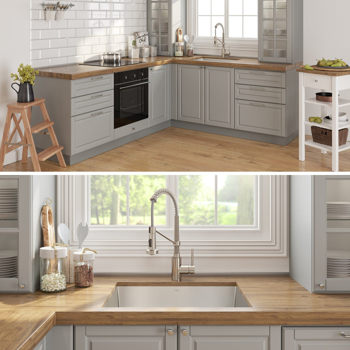Kraus Stainless Steel Undermount Laundry Sink with Drain and Faucet - 18.5x24 In.