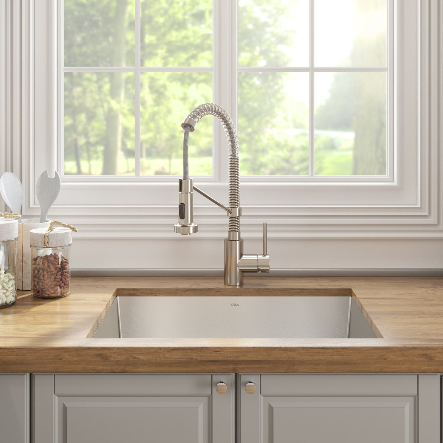 Kraus Stainless Steel Undermount Laundry Sink with Drain and Faucet - 18.5x24 In.