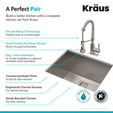 Kraus Stainless Steel Undermount Laundry Sink with Drain and Faucet - 18.5x24 In.