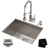 Kraus Stainless Steel Undermount Laundry Sink with Drain and Faucet - 18.5x24 In.