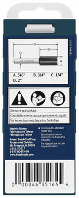 Bosch 5/8-in Carbide-Tipped Straight Router Bit, 1/4-in Shank, 3/4-in CEL