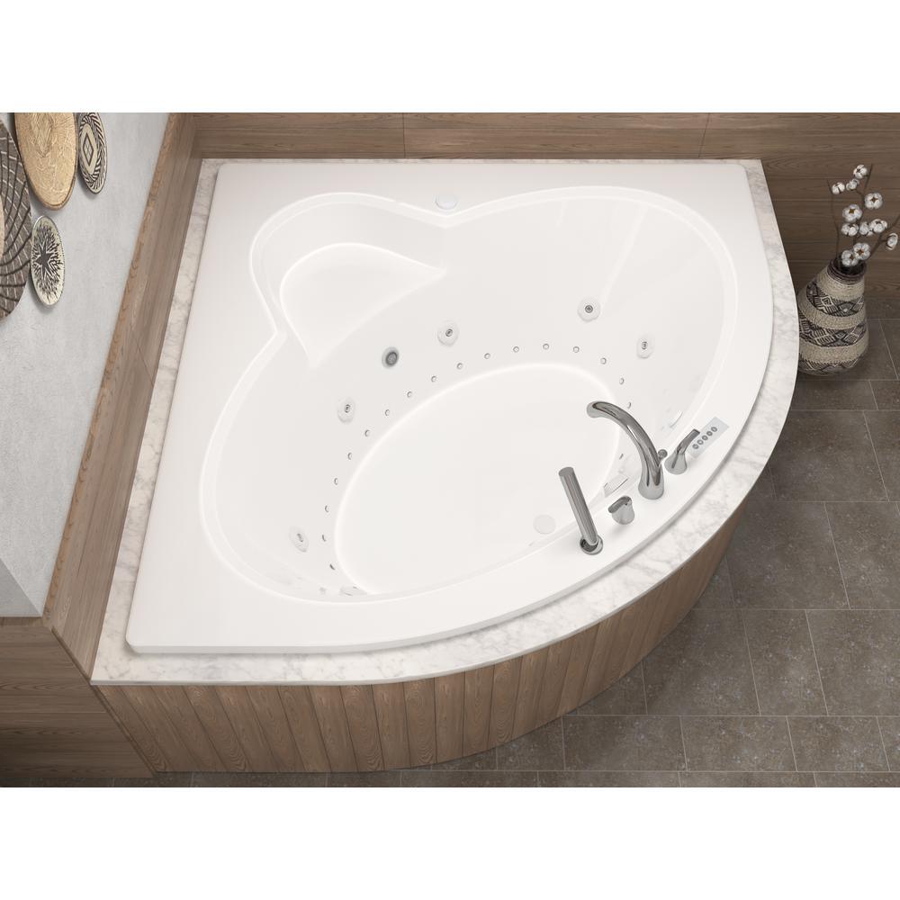 Jasper Diamond 5 ft. Acrylic Corner Drop-in Air and Whirlpool Bathtub in White - Super Arbor