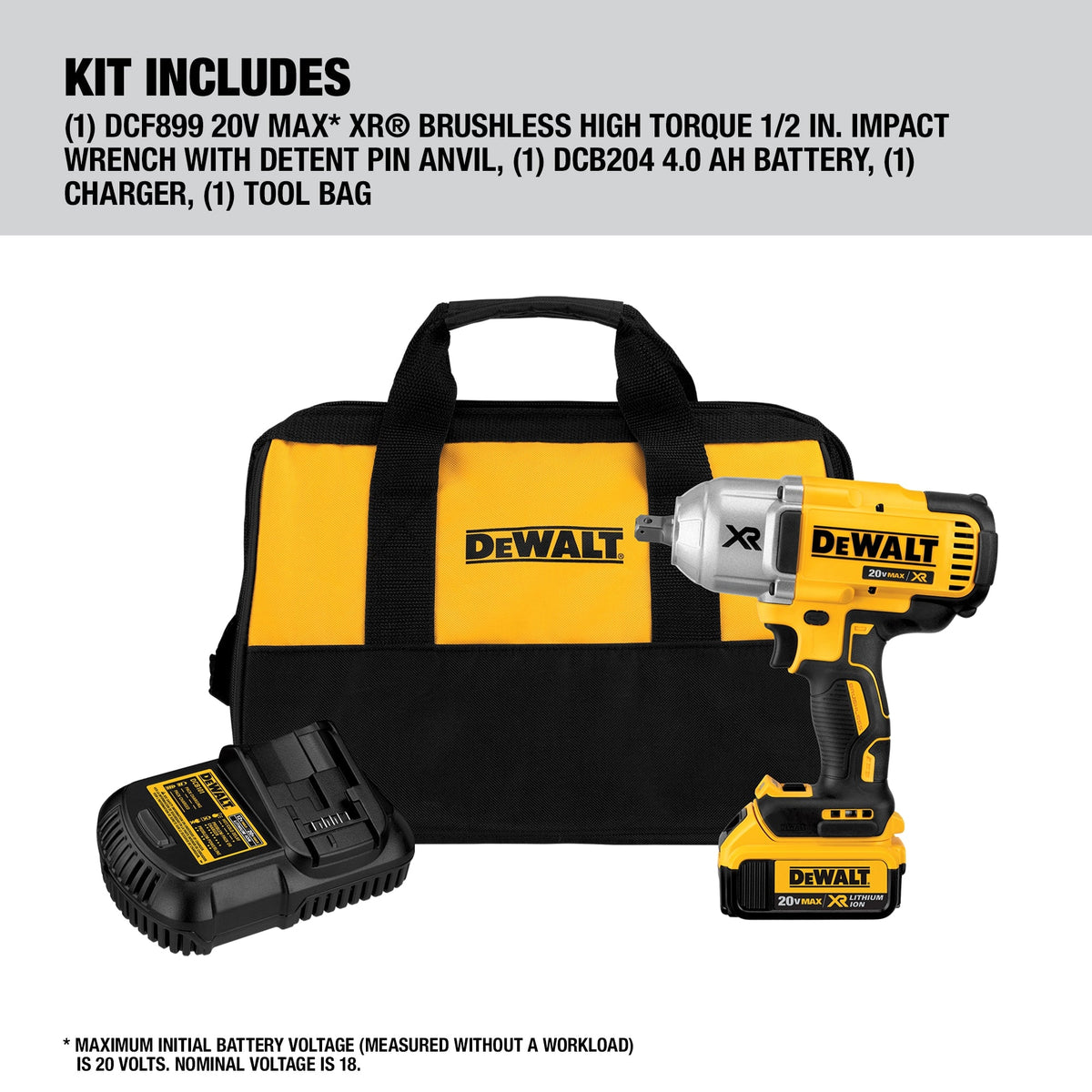 DEWALT XR 20-Volt MAX Variable Speed Brushless 1/2-in Drive Cordless Impact Wrench Kit (1 Battery Included)
